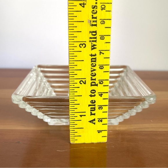 MCM Manhattan Depression Glass Candle Holder Mid Century Clear Art Glass - Picture 9 of 11